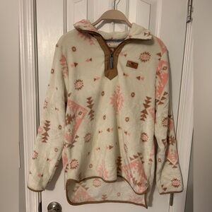 Simply Southern Women's Cream and Pink Patterned Sweater